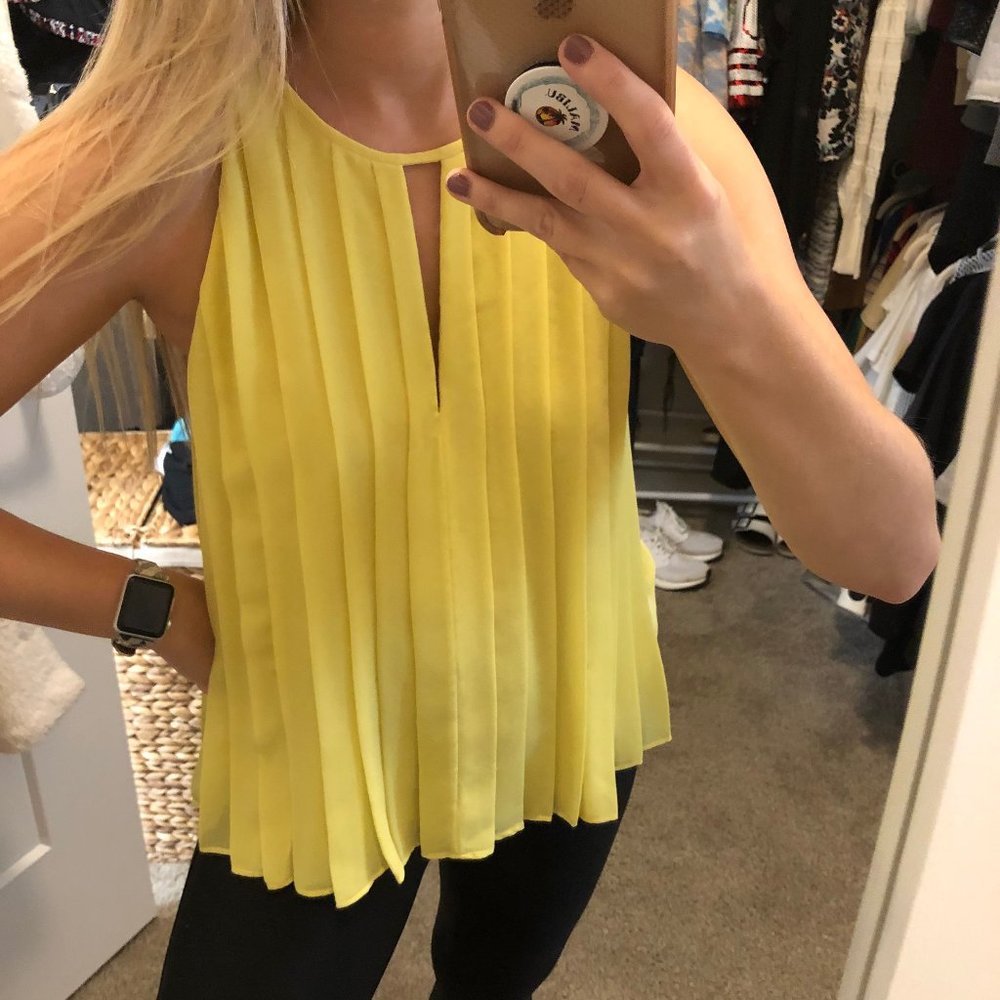 J Crew Yellow Pleated Tank Size 2